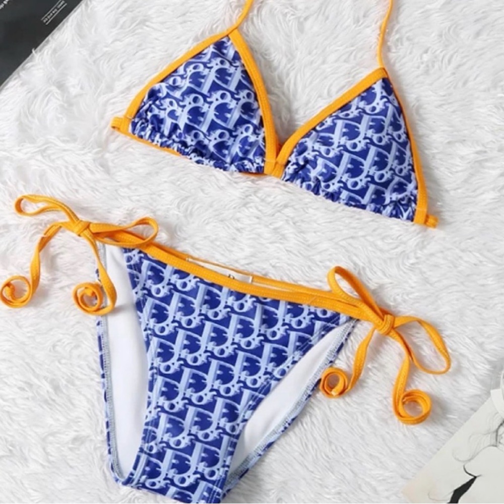 Blue and Orange Bikini Set